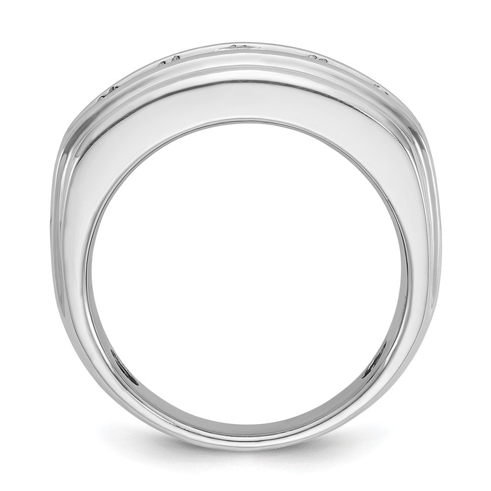 10K White Gold Ibgoodman Men'S Polished And Grooved Ring Mounting