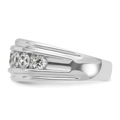 10K White Gold Ibgoodman Men'S Polished And Grooved 2 Carat A Quality Diamond Ring