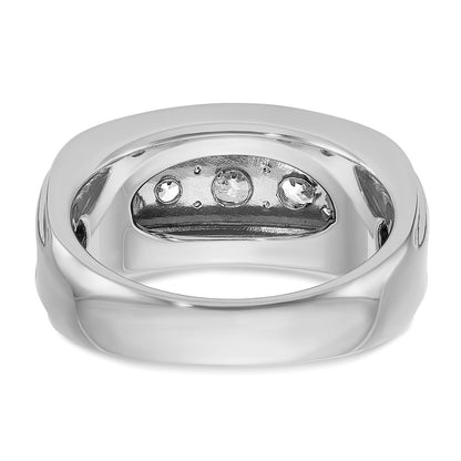 10K White Gold Ibgoodman Men'S Polished And Grooved 2 Carat A Quality Diamond Ring
