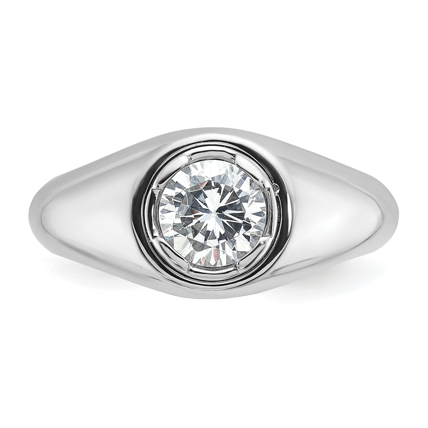 14k White Gold 1 Ct. Lab Grown Diamond VS/SI+ G+ Round Men's Ring