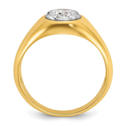 14k Yellow Gold  1 Ct. Lab Grown Diamond VS/SI+ G+ Round Complete Men's Ring