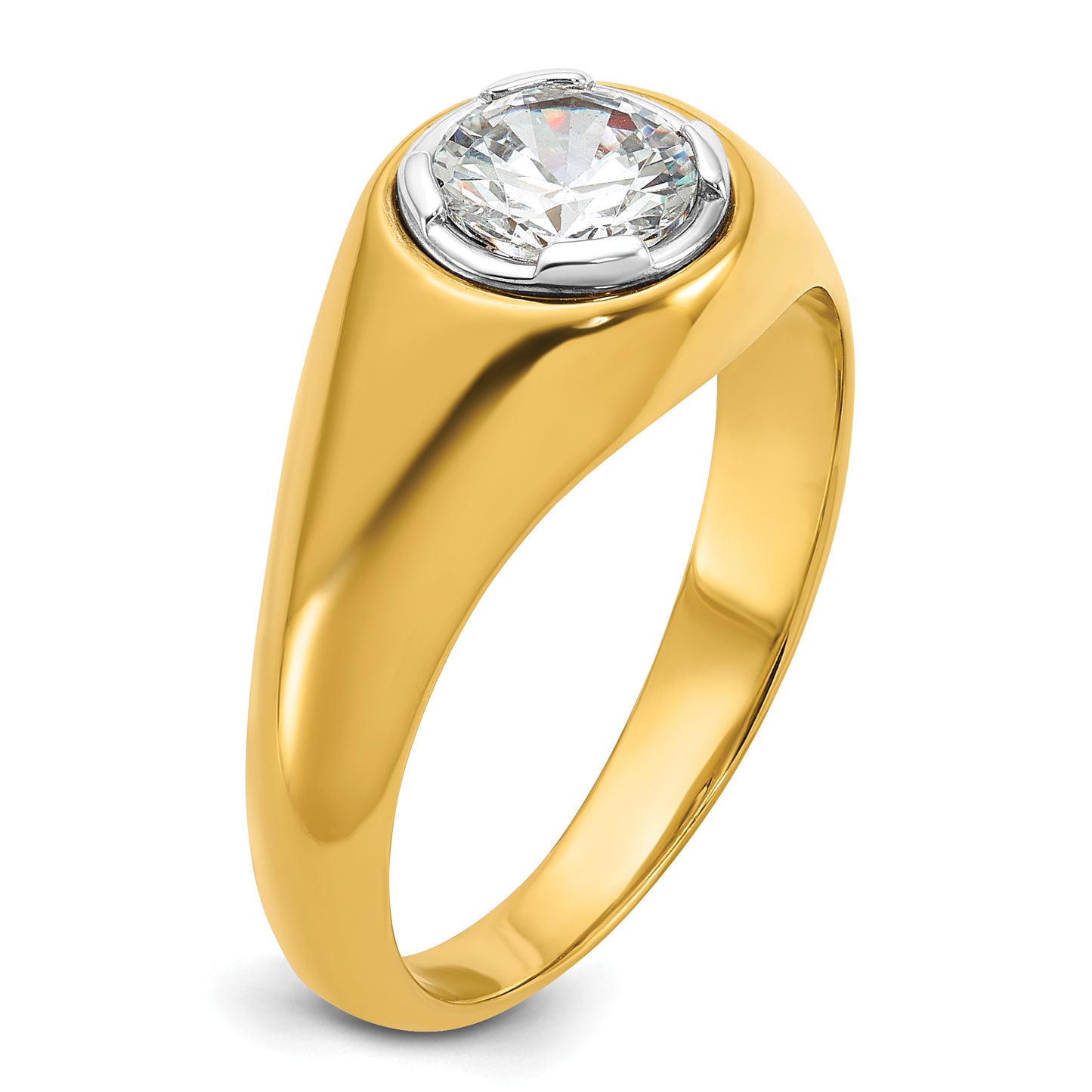 14k Yellow Gold 1 Ct. Lab Grown Diamond VS/SI+ G+ Round Men's Ring