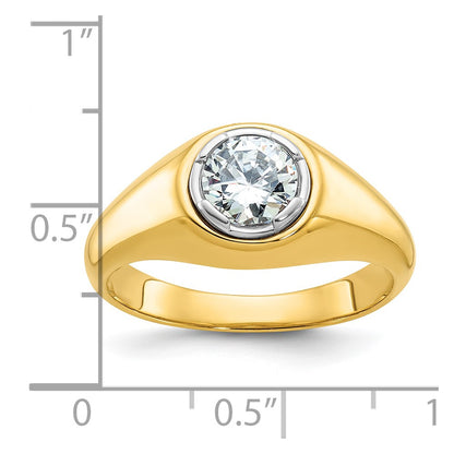 14k Yellow Gold  1 Ct. Lab Grown Diamond VS/SI+ G+ Round Complete Men's Ring