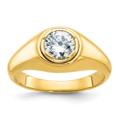 14k Yellow Gold  1 Ct. Lab Grown Diamond VS/SI+ G+ Round Complete Men's Ring