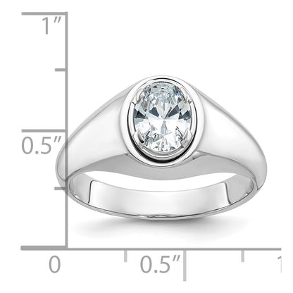 14k White Gold 1 Ct. Lab Grown Diamond VS/SI+ G+ Oval Complete Men's Ring