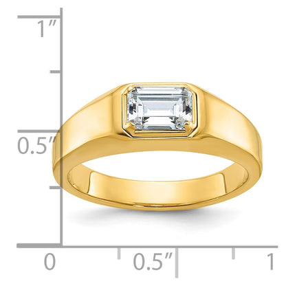 14k Yellow Gold 1 Ct. Lab Grown Diamond VS/SI+ G+ Emerald Polished Men's Ring