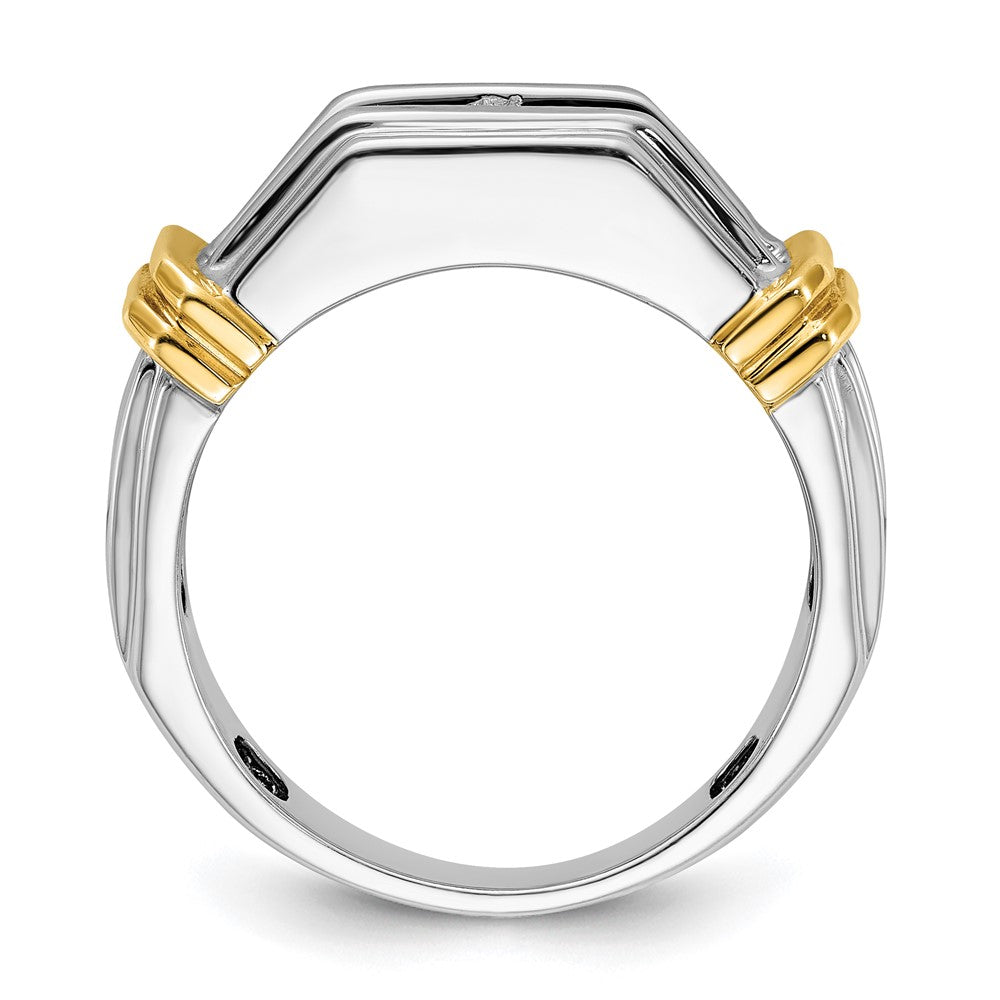 14K Two Tone True Origin Ibgoodman 1 Carat Lab Grown Diamond Vs+ F+ Five Stone Complete Polished And Grooved Men'S Ring
