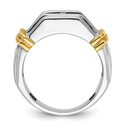14K Two Tone True Origin Ibgoodman 1 Carat Lab Grown Diamond Vs+ F+ Five Stone Complete Polished And Grooved Men'S Ring
