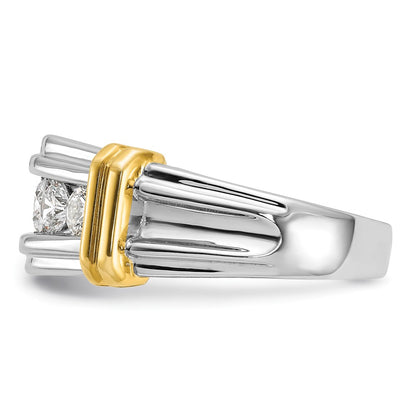 14K Two Tone True Origin Ibgoodman 1 Carat Lab Grown Diamond Vs+ F+ Five Stone Complete Polished And Grooved Men'S Ring