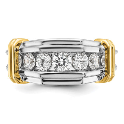 14K Two Tone True Origin Ibgoodman 1 Carat Lab Grown Diamond Vs+ F+ Five Stone Complete Polished And Grooved Men'S Ring