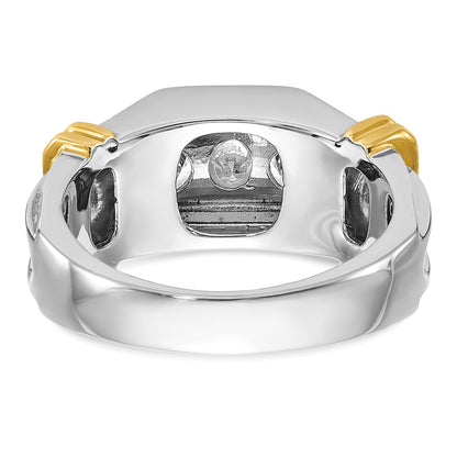 14K Two Tone True Origin Ibgoodman 1 Carat Lab Grown Diamond Vs+ F+ Five Stone Complete Polished And Grooved Men'S Ring