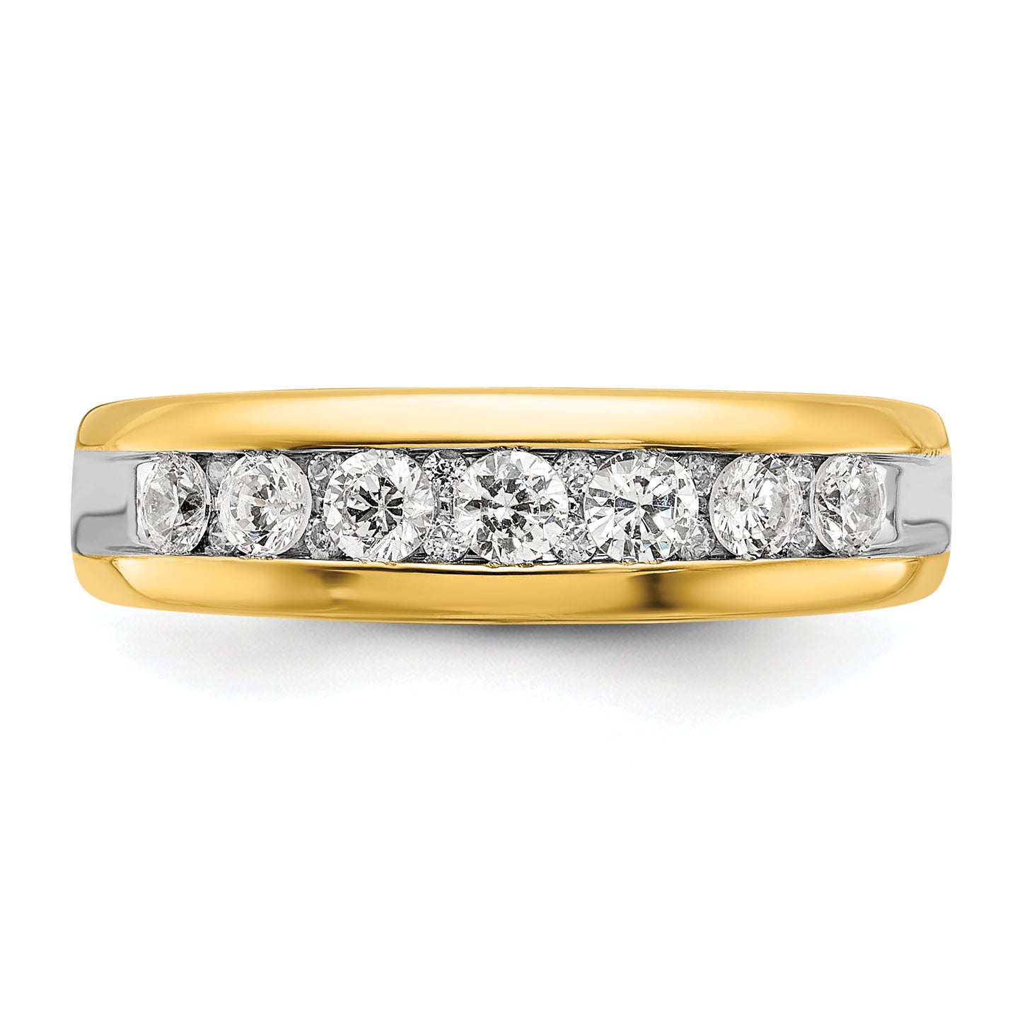 14k Yellow & Rhodium with White 1 1/2 Ct. Lab Grown Diamond VS/SI+ G+ Seven Stone Polished Men's Ring