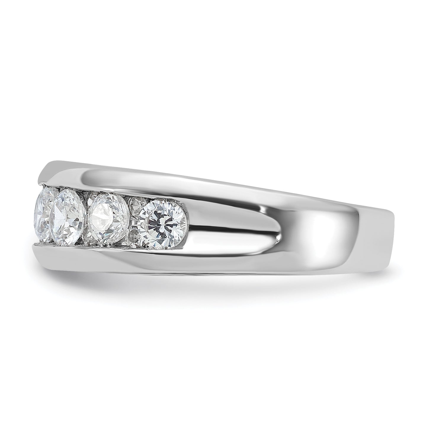 14k White Gold 1 Ct. Lab Grown Diamond VS/SI+ G+ Seven Stone Polished Men's Ring