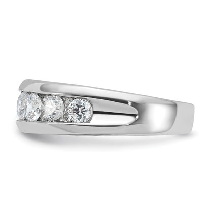 14k White Gold 1 Ct. Lab Grown Diamond VS/SI+ G+ Seven Stone Complete Polished Men's Ring