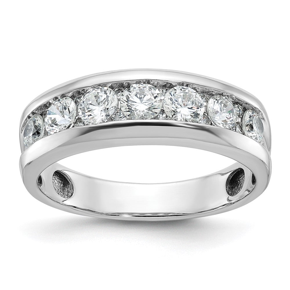 14k White Gold 1 Ct. Lab Grown Diamond VS/SI+ G+ Seven Stone Complete Polished Men's Ring