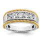 14k Two-tone Two Tone 1 Ct. Lab Grown Diamond VS/SI+ G+ Five Stone Polished Satin and Textured Men's Ring