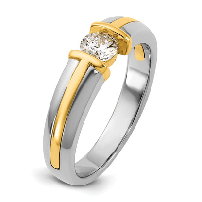 14K Two Tone Ibgoodman 1/2 Carat Lab Grown Diamond Vs/Si+ G+ Complete Men'S Wedding Band