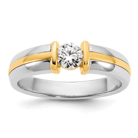 14K Two Tone Ibgoodman 1/2 Carat Lab Grown Diamond Vs/Si+ G+ Complete Men'S Wedding Band