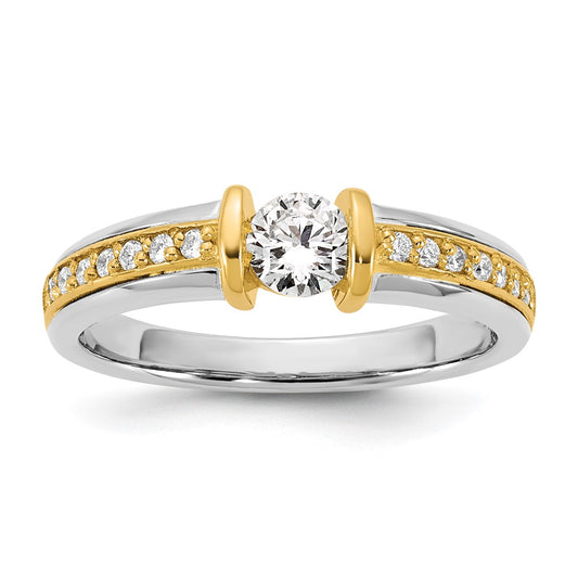 14K Two Tone Ibgoodman 1/2 Carat Lab Grown Diamond Vs/Si+ G+ Complete Ladies Wedding Band