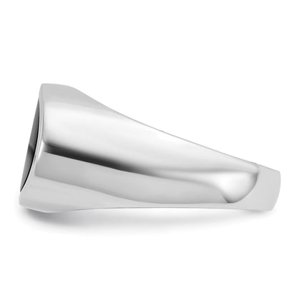 14k White Gold Men's East-West Oval Onyx Complete Ring