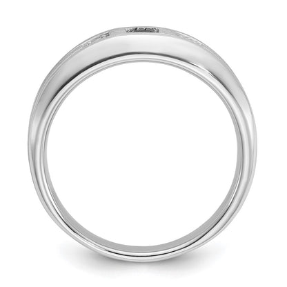 14k White Gold 1/15 Ct. Lab Grown Diamond VS/SI+ G+ and Lab Created Blue Sapphire Complete Men's Ring