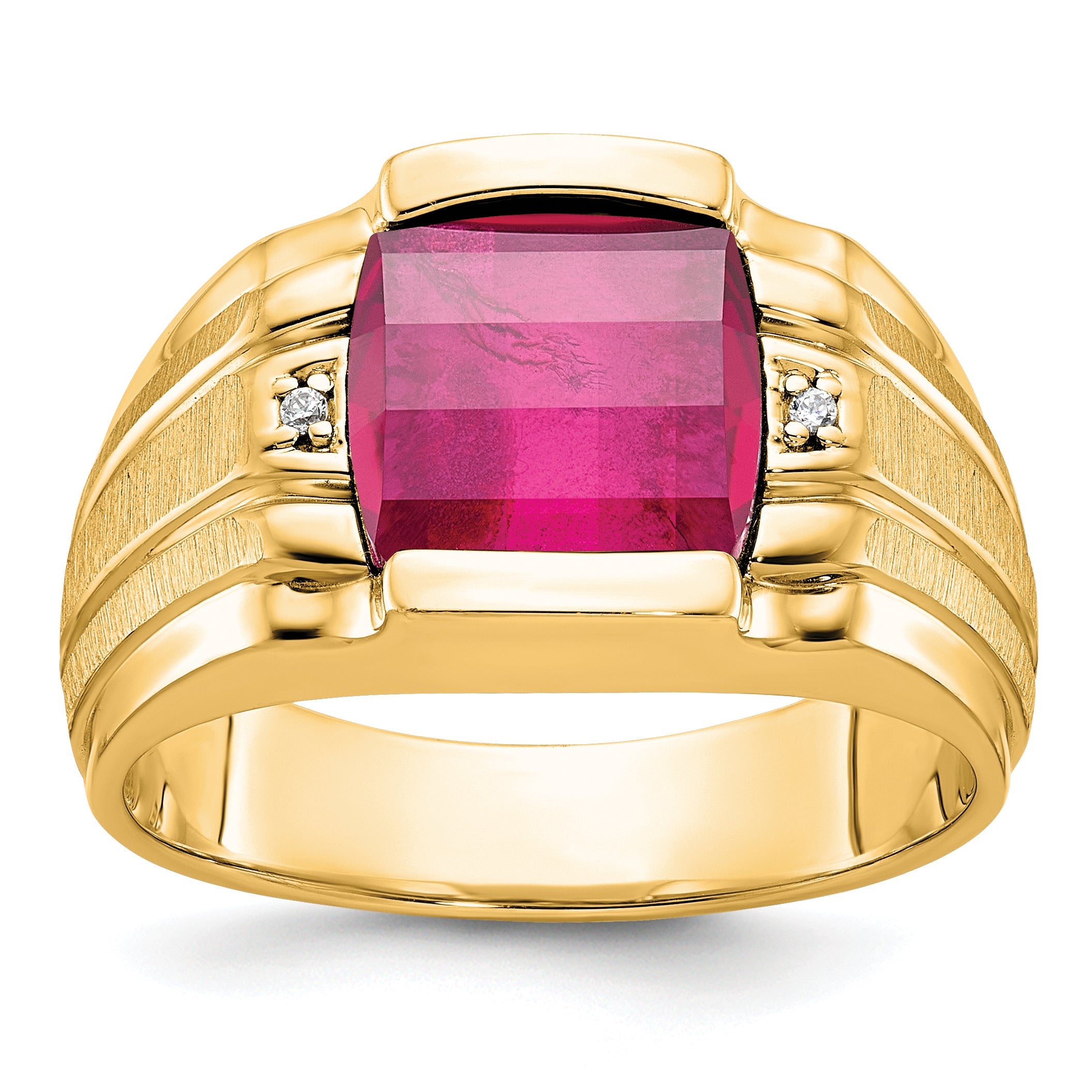 10K Yellow Gold Ibgoodman Men'S Satin Gemstone And Diamond Ring Mounting