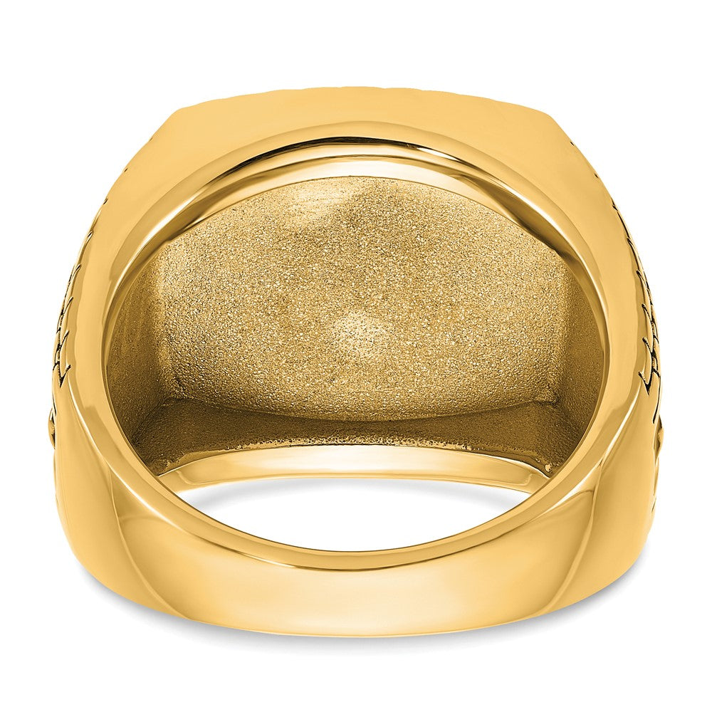 10K Yellow Gold 10K Polished And Antiqued Star Onyx Diamond Men'S Ring