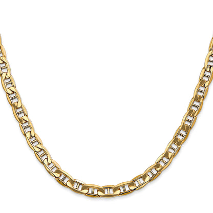 14K Yellow Gold 20 Inch 5.5mm Semi-Solid Anchor With Lobster Clasp Chain Necklace