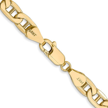 14K Yellow Gold 22 Inch 5.5mm Semi-Solid Anchor With Lobster Clasp Chain Necklace