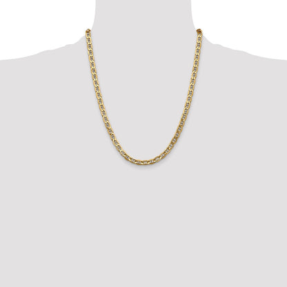 14K Yellow Gold 22 Inch 5.5mm Semi-Solid Anchor With Lobster Clasp Chain Necklace