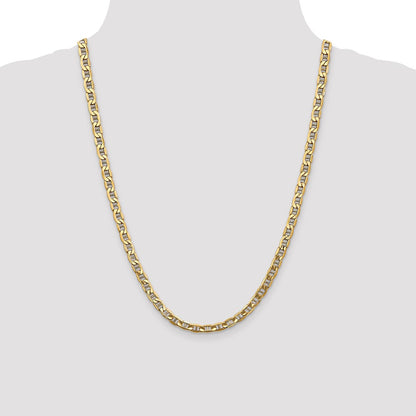 14K Yellow Gold 24 Inch 5.5mm Semi-Solid Anchor With Lobster Clasp Chain Necklace