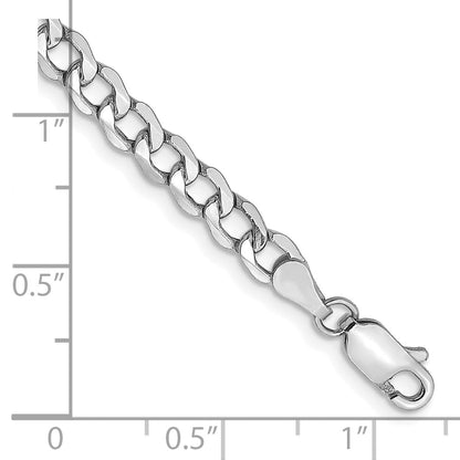 14K White Gold 8 Inch 4.3mm Semi-Solid Curb With Lobster Clasp Bracelet