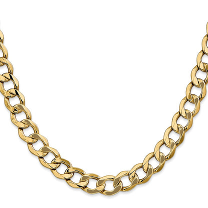 22 Inch 14K 9mm Semi-Solid Curb Chain Necklace