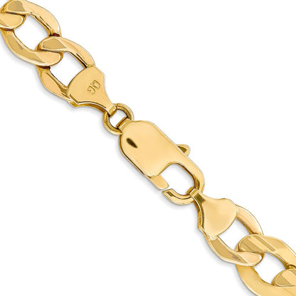 14K Yellow Gold 26 Inch 9mm Semi-Solid Curb With Lobster Clasp Chain Necklace