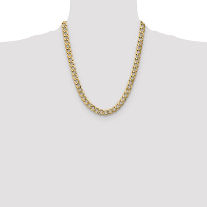 22 Inch 14K 9mm Semi-Solid Curb Chain Necklace