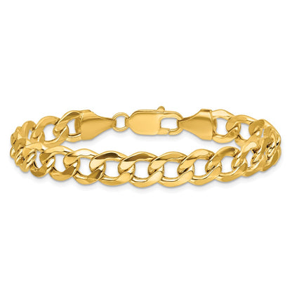 9 Inch 14K 9mm Semi-Solid Curb Chain Bracelet