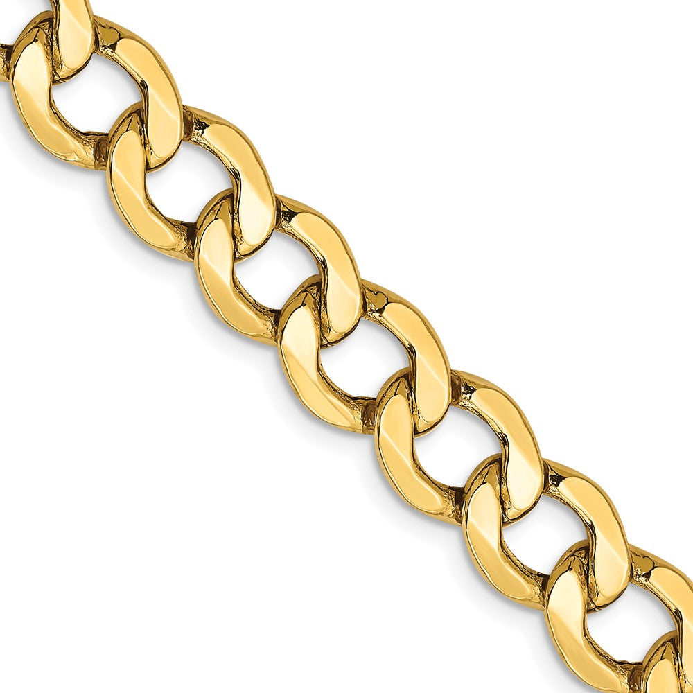 14K Yellow Gold 18 Inch 9mm Semi-Solid Curb With Lobster Clasp Chain Necklace