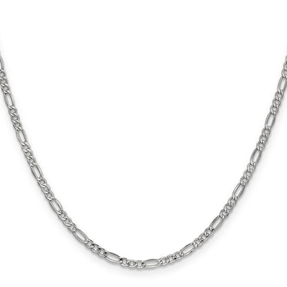 14K White Gold 26 Inch 2.5mm Semi-Solid Figaro With Lobster Clasp Chain Necklace