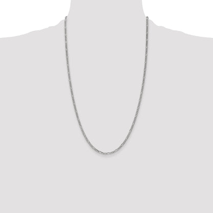 14K White Gold 26 Inch 2.5mm Semi-Solid Figaro With Lobster Clasp Chain Necklace