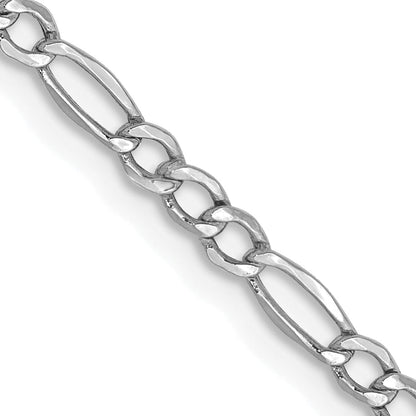 14K White Gold 20 Inch 2.5mm Semi-Solid Figaro With Lobster Clasp Chain Necklace