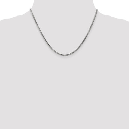 14K White Gold 18 Inch 2.5mm Semi-Solid Curb With Lobster Clasp Chain Necklace