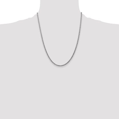 14K White Gold 22 Inch 2.5mm Semi-Solid Curb With Lobster Clasp Chain Necklace