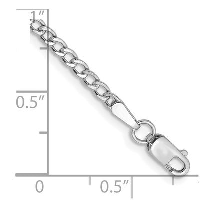 8 Inch 14K White Gold Wg 2.5mm Semi-Solid Curb Link Chain Bracelet