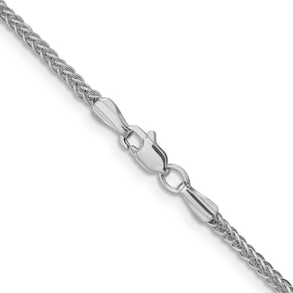 14K White Gold 20 Inch 2mm Semi-Solid 3-Wire Wheat With Lobster Clasp Chain Necklace
