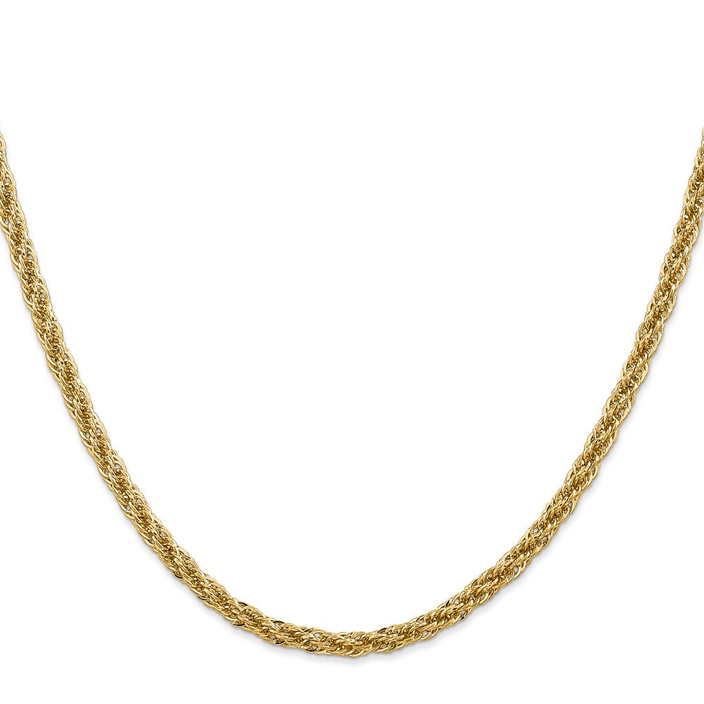 14K Yellow Gold 24 Inch 3.3mm Diamond-Cut Semi Solid With Lobster Clasp Chain Necklace