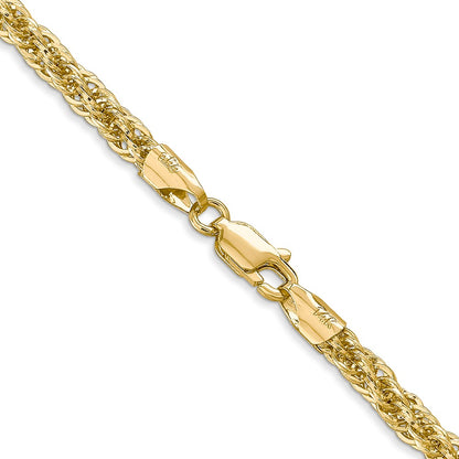 14K Yellow Gold 16 Inch 3.3mm Diamond-Cut Semi Solid With Lobster Clasp Chain Necklace