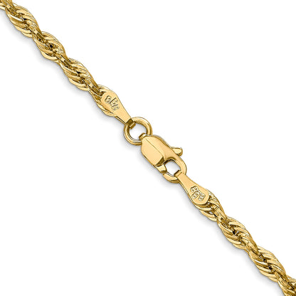 14K Yellow Gold 18 Inch 2.8mm Semi Solid Rope With Lobster Clasp Chain Necklace