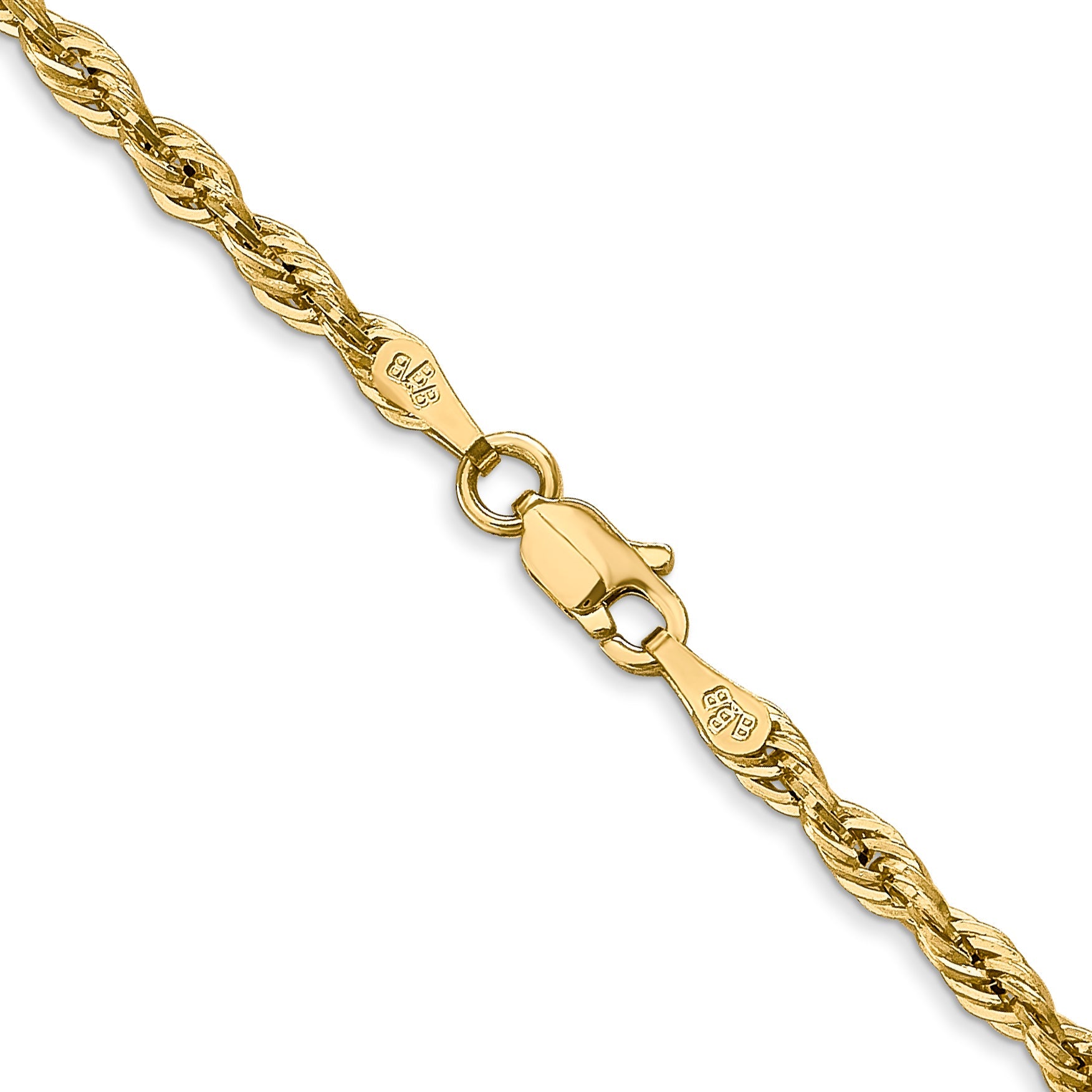 14K Yellow Gold 26 Inch 2.8mm Semi Solid Rope With Lobster Clasp Chain Necklace