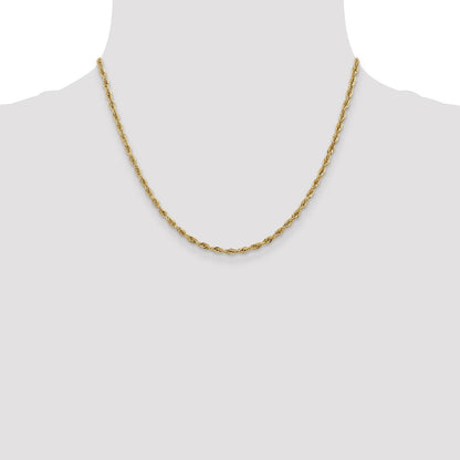 14K Yellow Gold 18 Inch 2.8mm Semi Solid Rope With Lobster Clasp Chain Necklace
