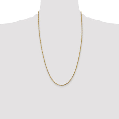14K Yellow Gold 26 Inch 2.8mm Semi Solid Rope With Lobster Clasp Chain Necklace